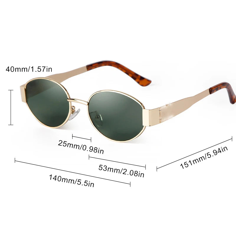 Retro Metal Frame Oval Sunglasses for Women Men Brand Designer Driving Aviation Male Shades Lens Luxury Small Sun Glasses UV400