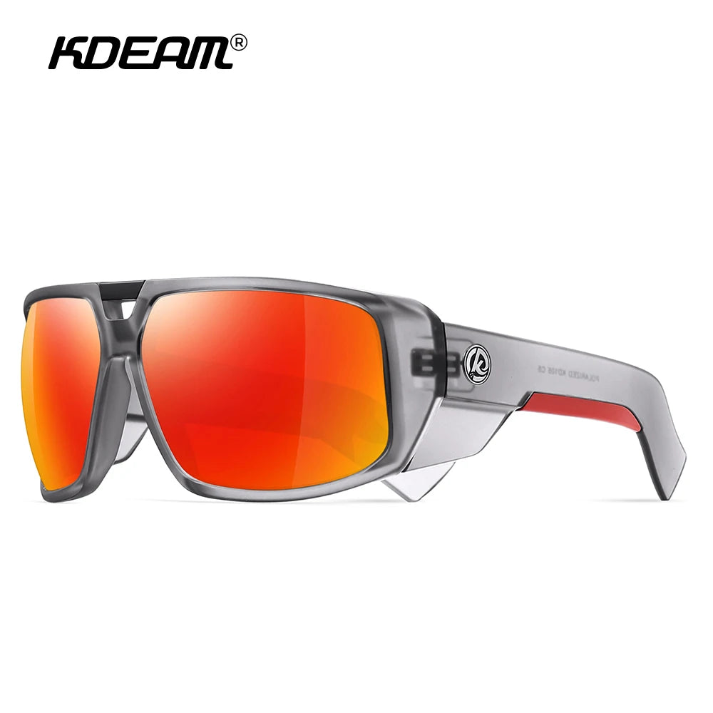 KDEAM Performance Polarized Sunglasses Men Sport Cycling Sunglasses Features Sturdy 5-Barrel Hinges Huge Shark Fin Temples