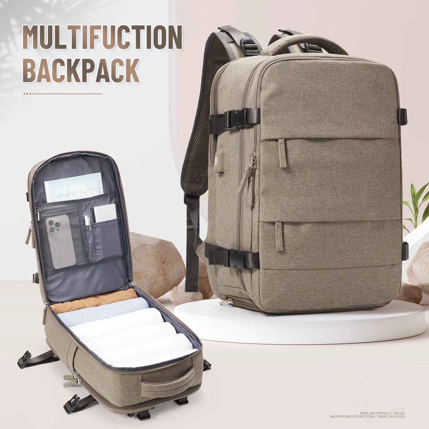 Large Travel Backpack for Men Cabin Bags Carry On Backpack College Business Work Luggage Laptop Bag Waterproof Casual Rucksack - Mammalook