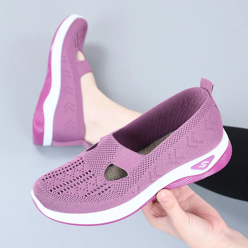 Women's New Summer Shoes Mesh Breathable Sneakers Light Slip on Flat Platform Casual Shoes Ladies Anti-slip Walking Woven Shoes - Mammalook