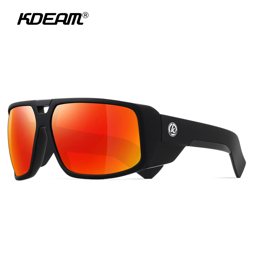 KDEAM Performance Polarized Sunglasses Men Sport Cycling Sunglasses Features Sturdy 5-Barrel Hinges Huge Shark Fin Temples