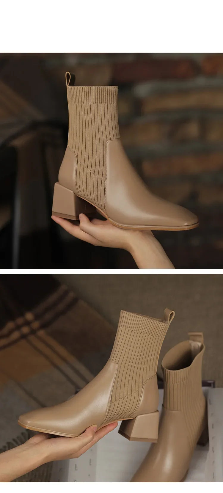 Autumn Winter Knitted Short Boots for Women - New Fashion Ankle Sock Shoes, Slip-On High Heels