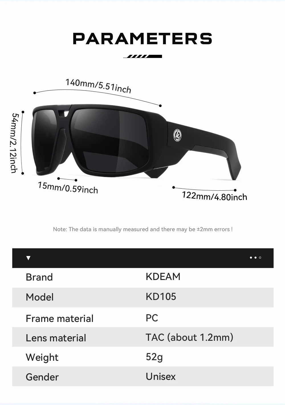 KDEAM Performance Polarized Sunglasses Men Sport Cycling Sunglasses Features Sturdy 5-Barrel Hinges Huge Shark Fin Temples