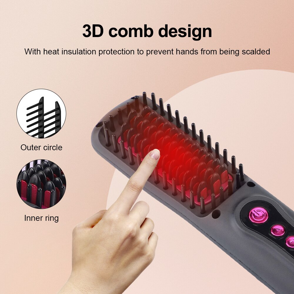 Wireless Professional Hair Straightener Curler Comb Fast Heating Negative Ion Straightening Curling Brush Styling Tools Dropship