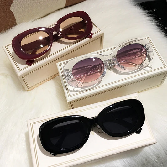 New Luxury Cat Eye Sunglasses for Women Men Retro Vintage Sun Glasses Lovely Red Frame Trend Oval Shades Eyeglasses Female UV400