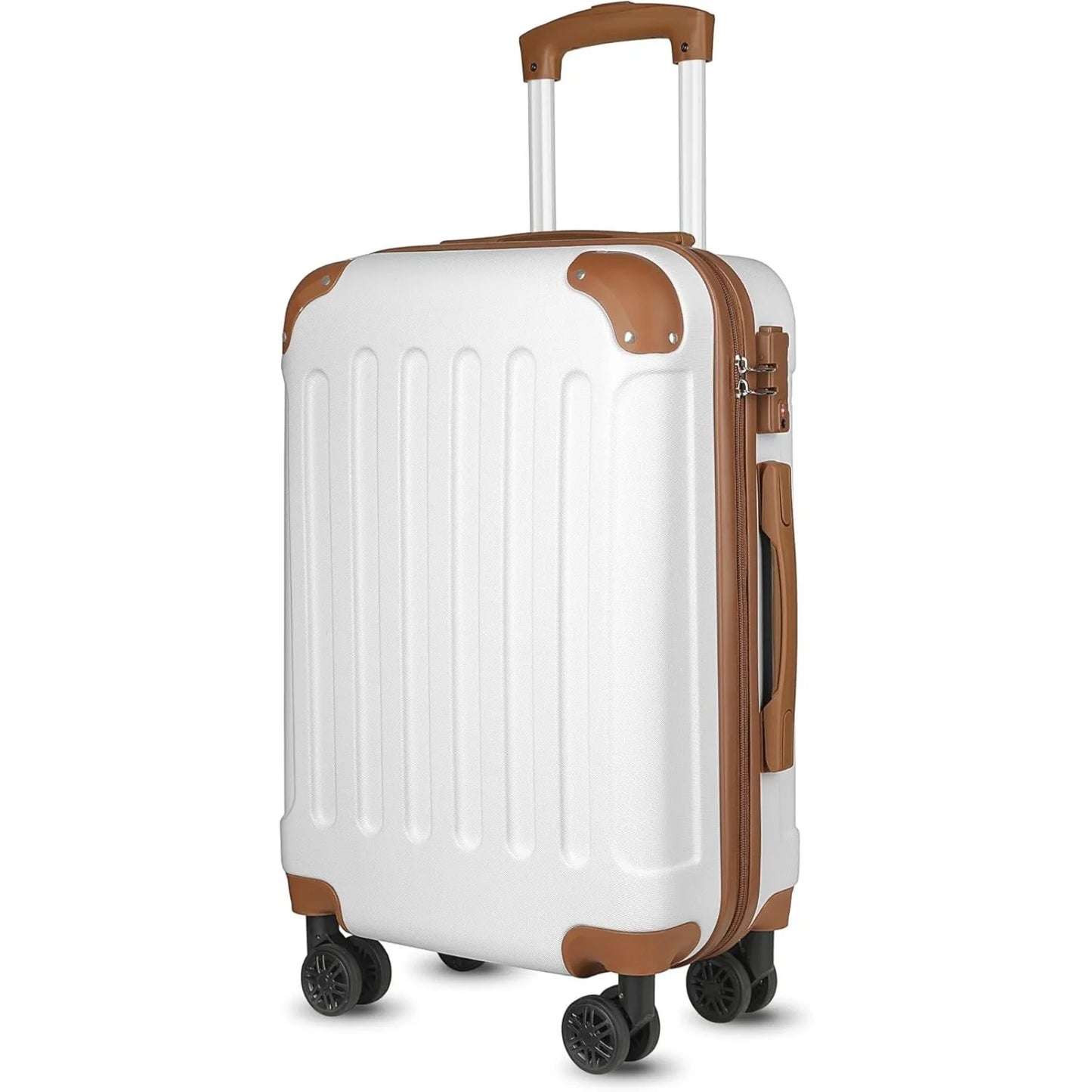 LUGGEX Carry On Luggage for Airplanes, Travel Suitcases with Wheels (White, 20-Inch) - Mammalook