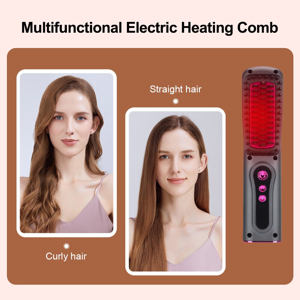 Wireless Professional Hair Straightener Curler Comb Fast Heating Negative Ion Straightening Curling Brush Styling Tools Dropship