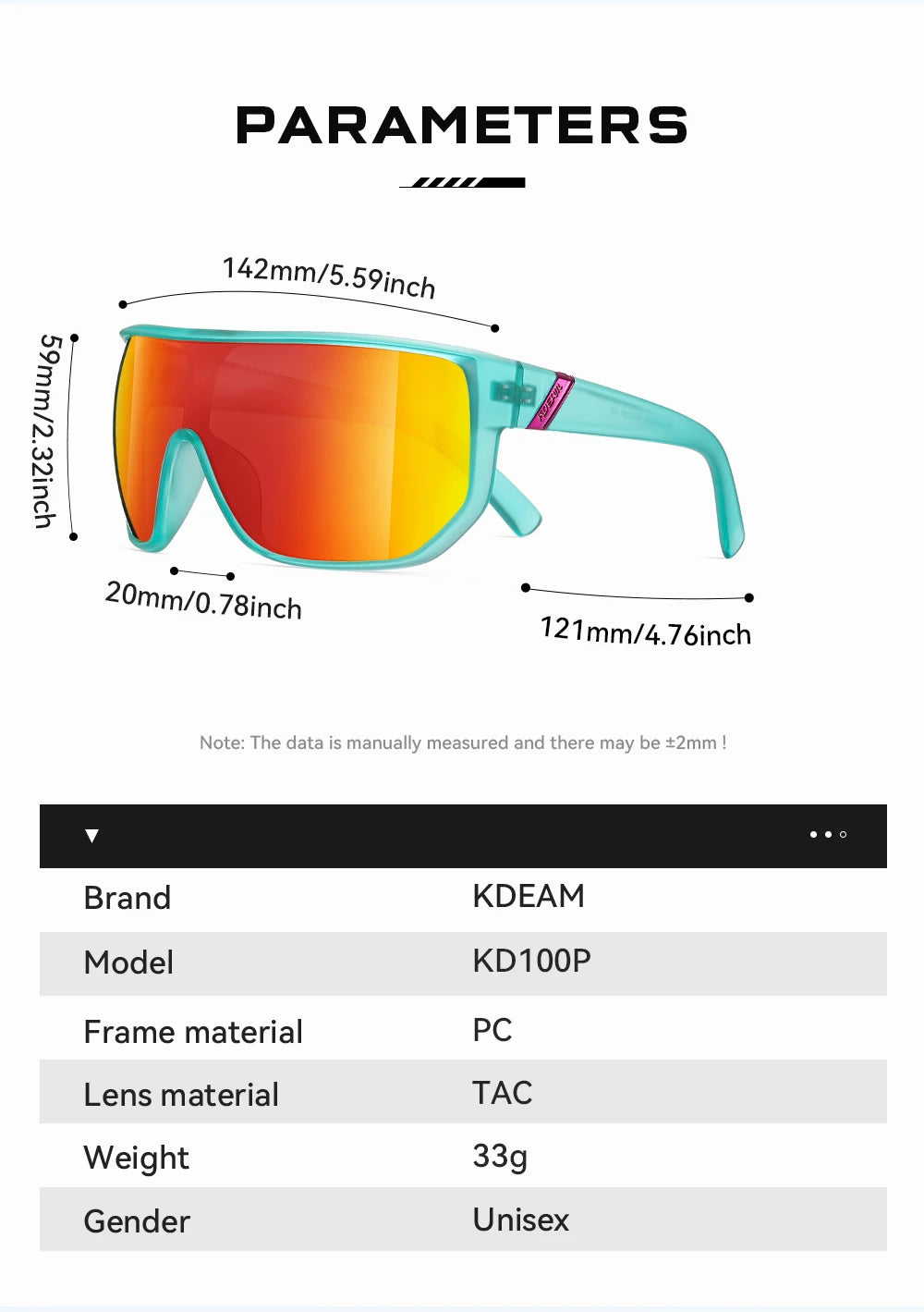 KDEAM New Men's Cycling Sunglasses Sports Polarized Wide-Angle Goggles Party Glasses