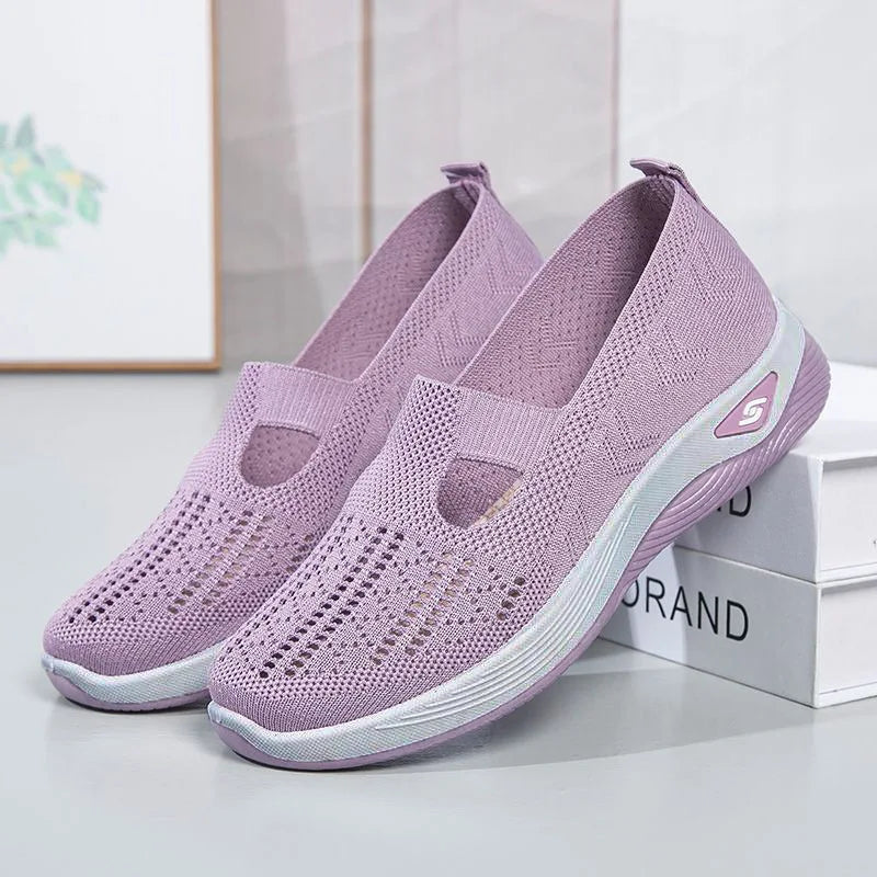 Women's New Summer Shoes Mesh Breathable Sneakers Light Slip on Flat Platform Casual Shoes Ladies Anti-slip Walking Woven Shoes - Mammalook