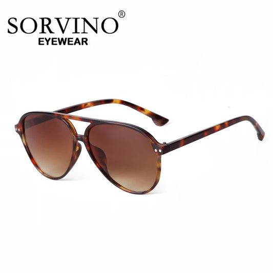 SORVINO 2024 Classic Pilot Sunglasses Women Men Brand Designer Gradient Leopard Brown Vintage Retro Sun Glasses