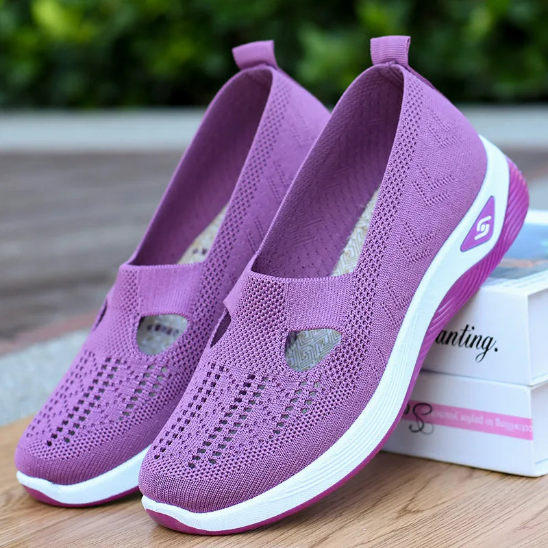 Women's New Summer Shoes Mesh Breathable Sneakers Light Slip on Flat Platform Casual Shoes Ladies Anti-slip Walking Woven Shoes - Mammalook